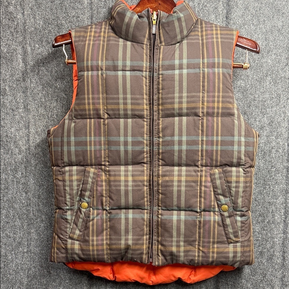 Ralph Lauren Brown Plaid Puffer Vest Reversible
